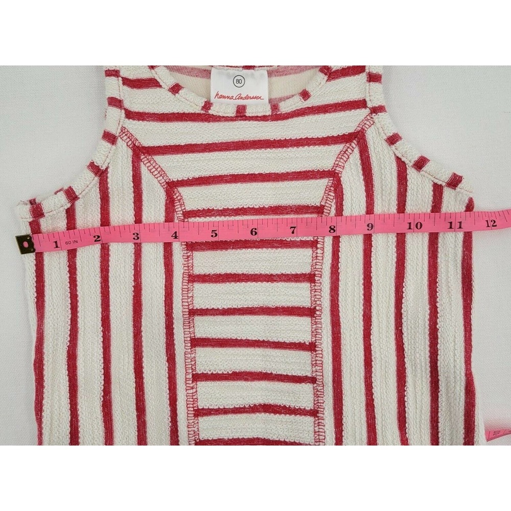 Hanna Andersson Size 12-24 mo (80) Sleeveless Red White Stripe Dress - Picture 8 of 9